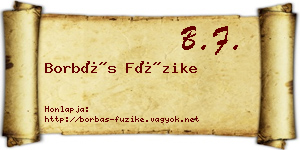 Borbás Füzike névjegykártya